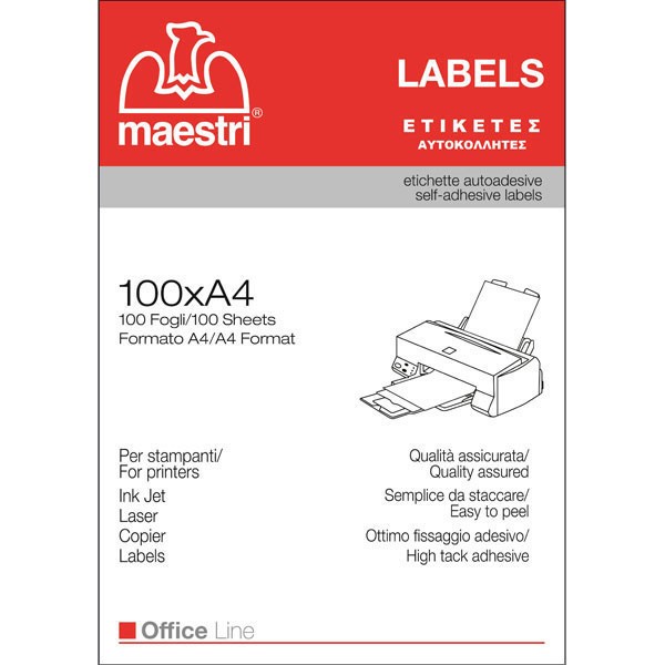 ΕΤΙΚΕΤΕΣ Α4 INKJET, LASER, COPY 99,1x34MM 100 ΦΥΛΛΑ-1600 ΤΕΜΑΧΙΑ MAESTRI