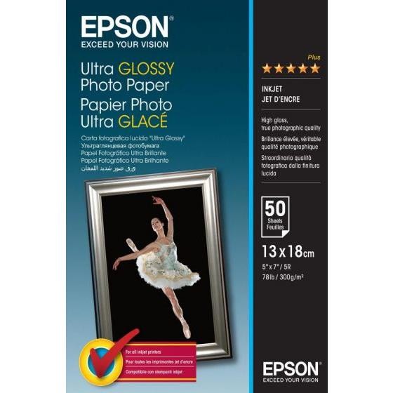 ΧΑΡΤΙ INKJET PHOTO ULTRA GLOSSY 13X18 300GR EPSON 50 ΦΥΛΛΑ C13S041944